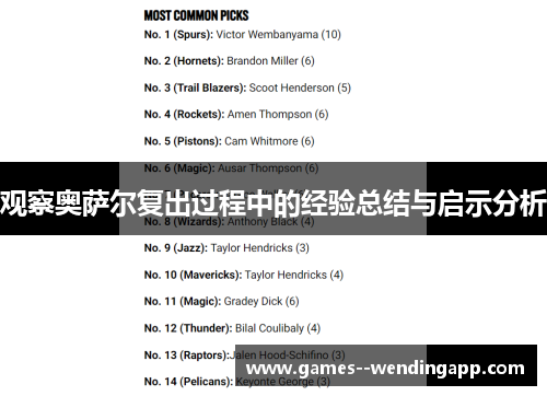 观察奥萨尔复出过程中的经验总结与启示分析